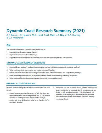 dynamic coast research summary template