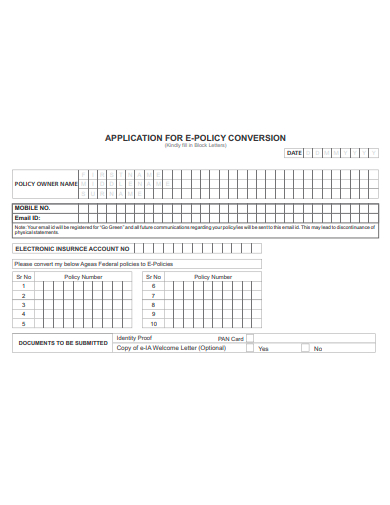 e policy conversion application template