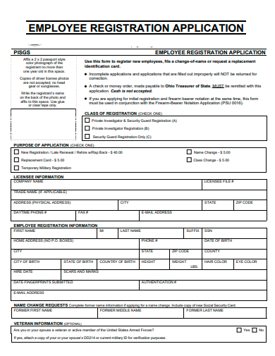 employee registration application template