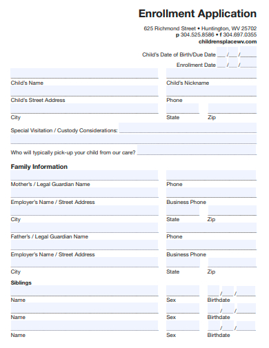 enrollment application example