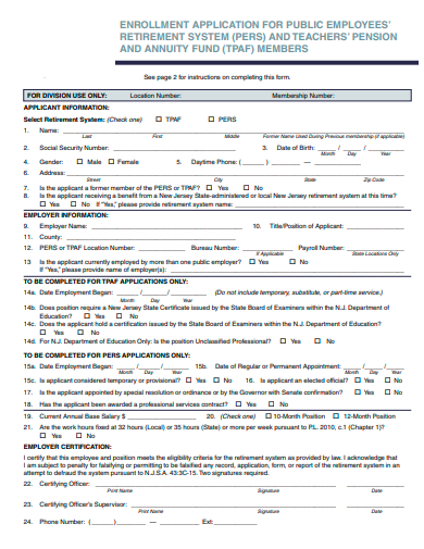 enrollment application for public employees template