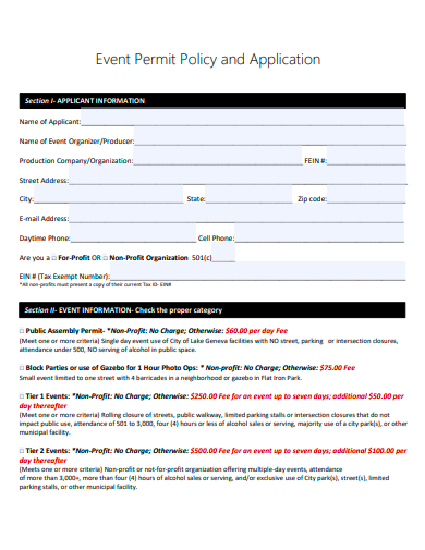 event permit policy and application template