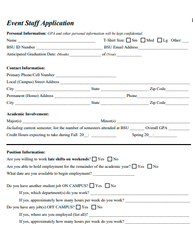 event staff application template