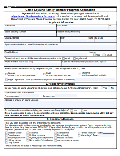 family member program application form template