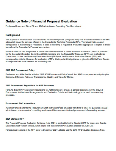 financial proposal evaluation template