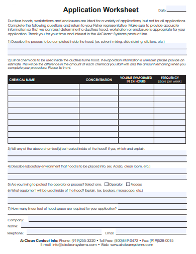 formal application worksheet template