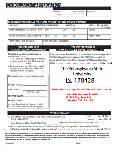 formal enrollment application template