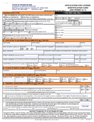 formal license application template