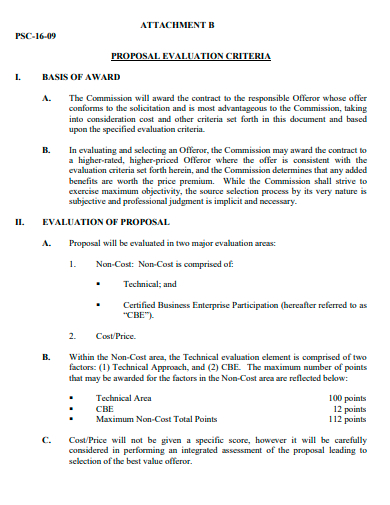 formal proposal evaluation template