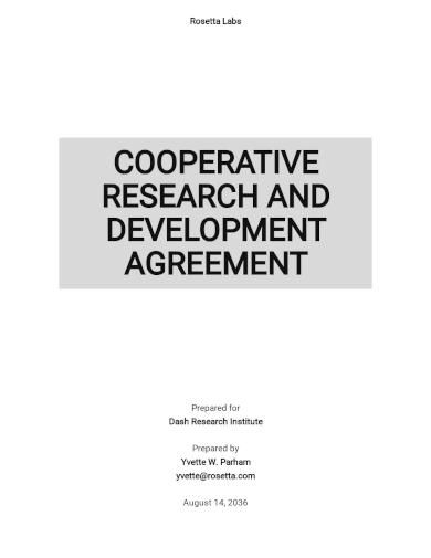 free cooperative research and development agreement template