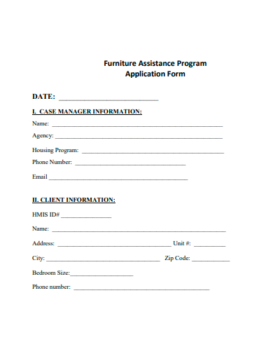 furniture assistance program application form template