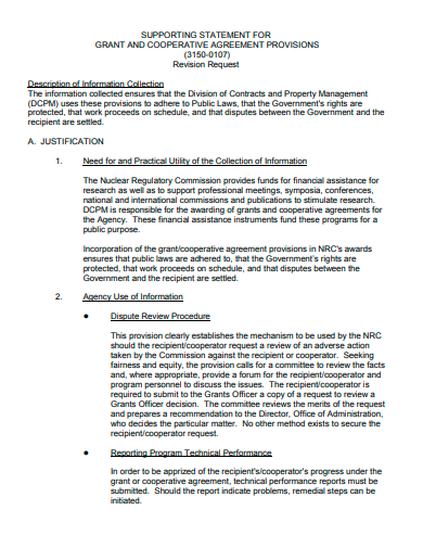 grant and cooperative agreement provisions template