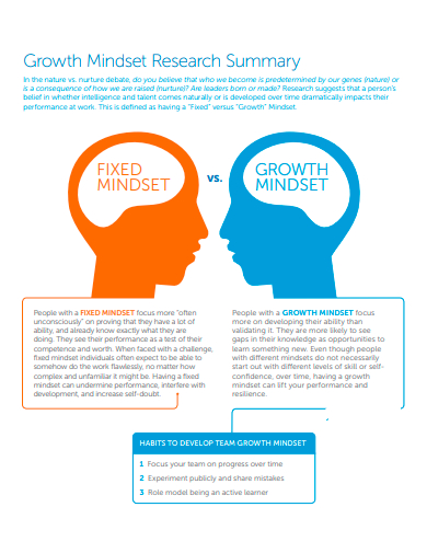 growth mindset research summary template