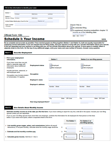 income schedule official form template