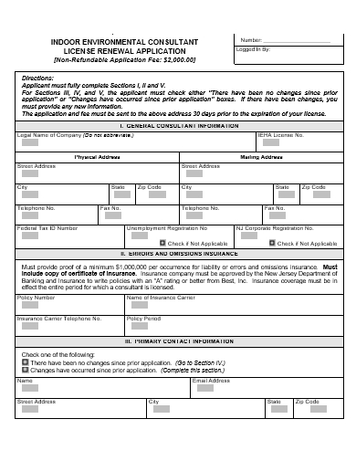 license renewal application template