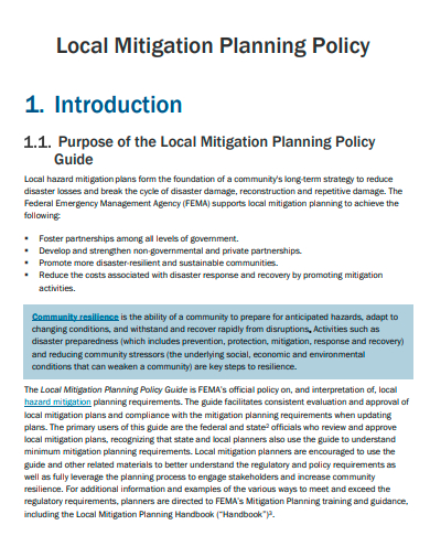 local mitigation planning policy template