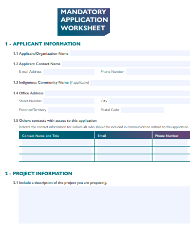 mandatory application worksheet template