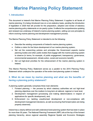 marine planning policy statement template