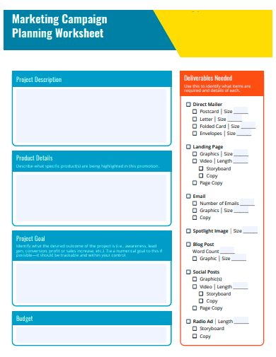 marketing campaign planning worksheet template