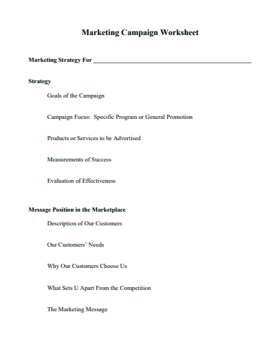 marketing campaign worksheet template