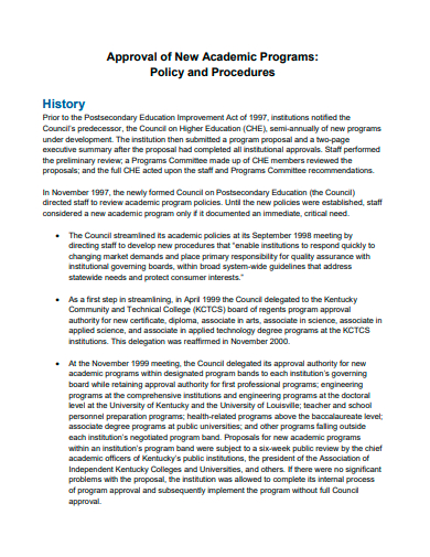 new academic programs policy approval template