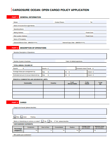 open cargo policy application template