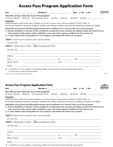 pass program application form template