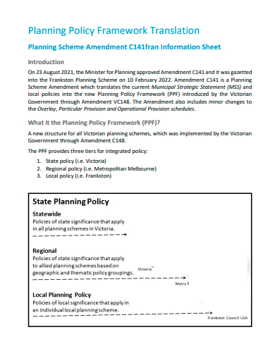 planning policy framework translation template