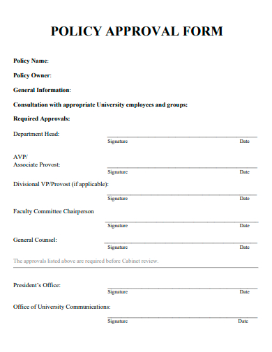policy approval form template