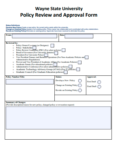 policy review and approval form template