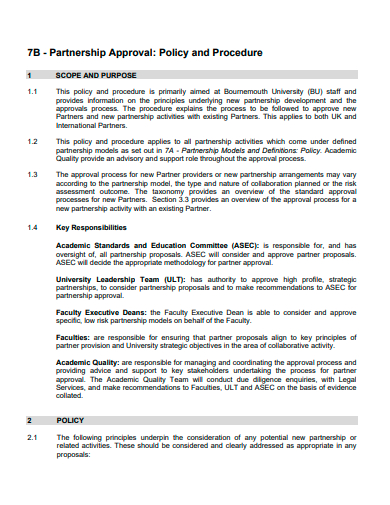 policy and procedure partnership approval template