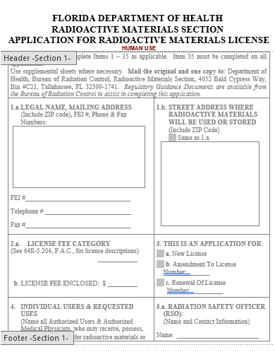 radioactive materials license application template