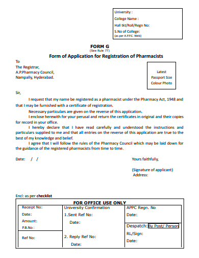 registration of pharmacists application form template