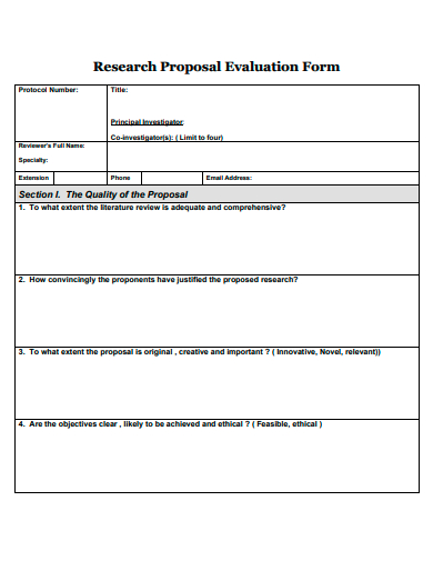 research proposal evaluation form template