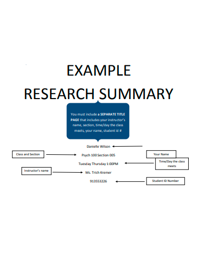 research summary example
