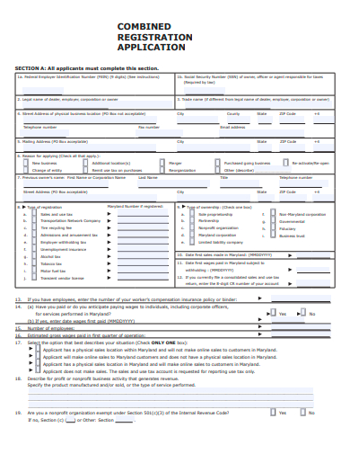 sample combined registration application template