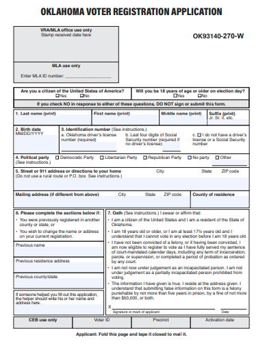 sample voter registration application template