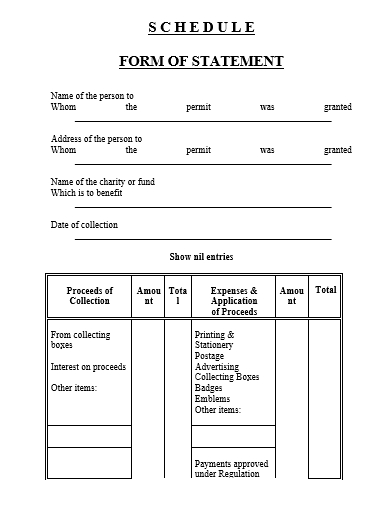 schedule form of statement template