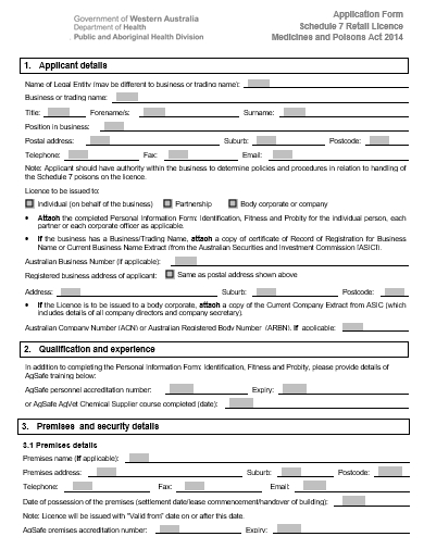 schedule retail license application form template