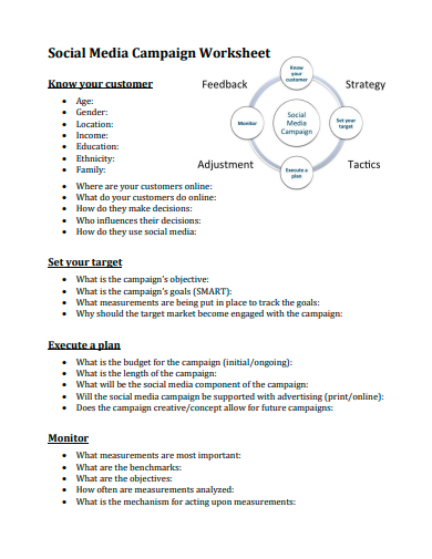 social media campaign worksheet template