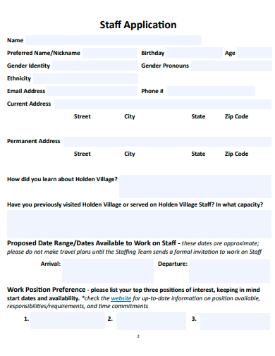 staff application in pdf