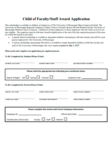 staff award application template