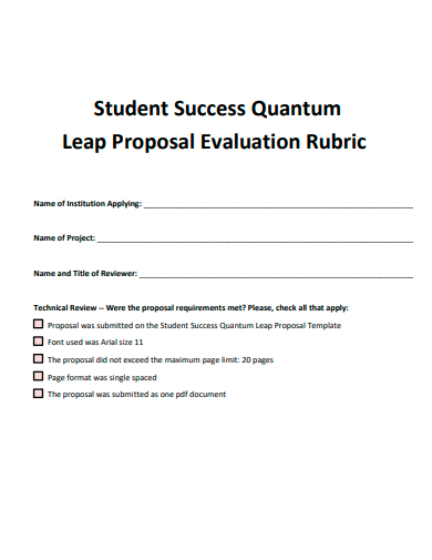student success quantum leap proposal evaluation template