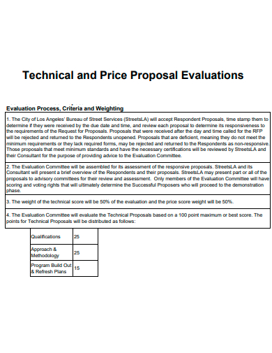 technical and price proposal evaluation template