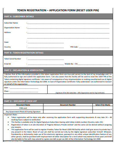token registration application form template