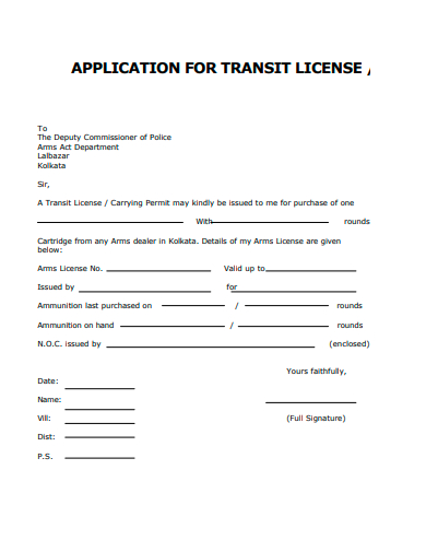 transit license application template