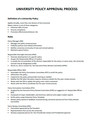 university policy approval process template