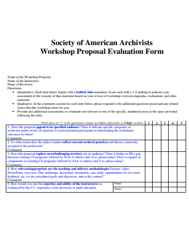 workshop proposal evaluation form template