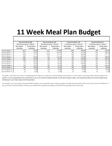 11 week meal plan budget