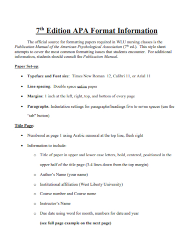 7th edition apa format information paper